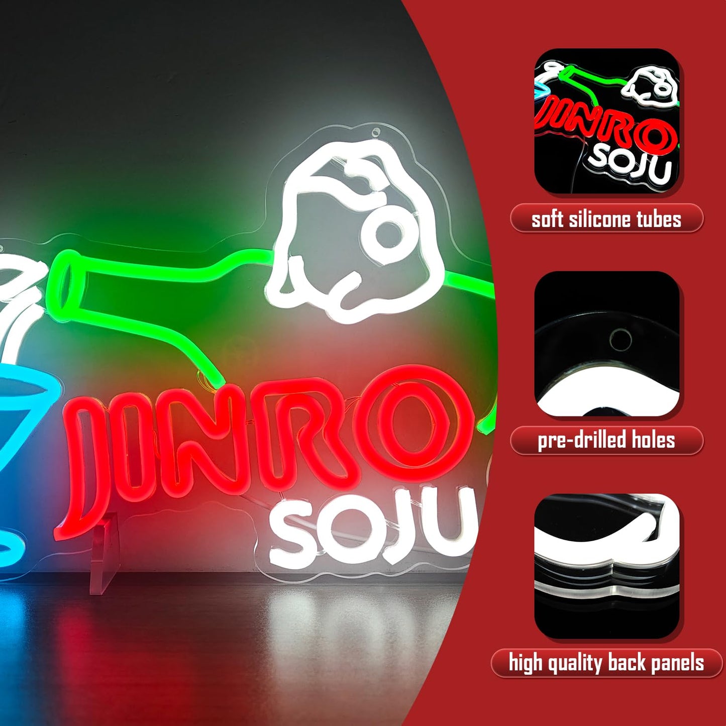 Jinro Soju Neon LED Sign, Dimming, USB, Wall or Hang Mount (14.9'' X 10'' inch)