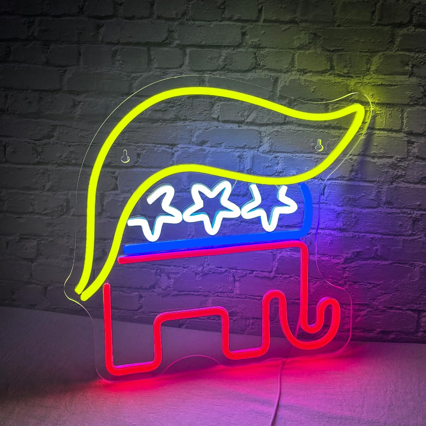 Republican Trump Party Neon LED Hanging Sign, Dimmable, USB, 14 x 14 inches