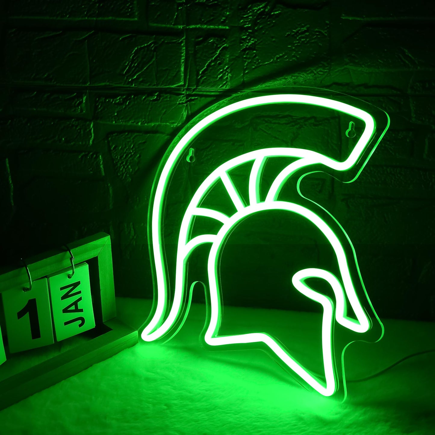 Michigan Spartan Team Logo Neon LED Sign, USB, Wall Mount, Hanging