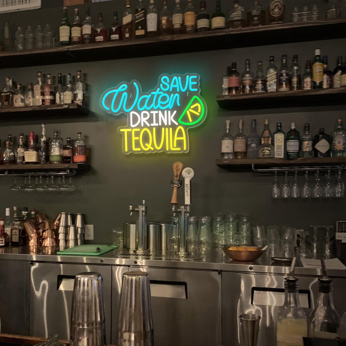 Save Water Drink Tequila Neon LED Sign, Dimming, USB, 15”x 11” inch