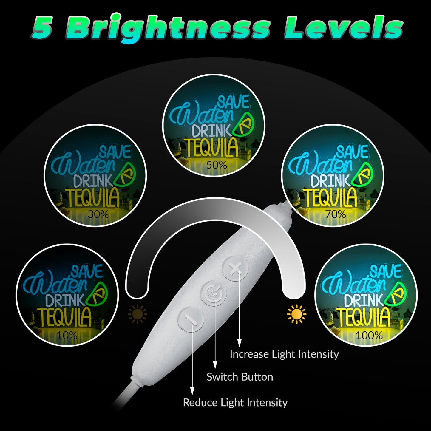 Save Water Drink Tequila Neon LED Sign, Dimming, USB, 15”x 11” inch