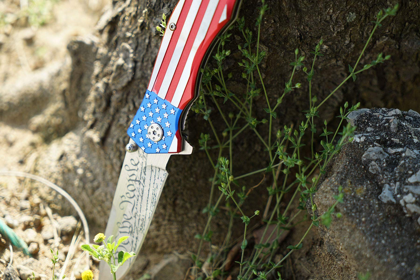 We the People, US Flag, Stainless Steel Blade, Aluminum Handle, Folding Pocket Knife