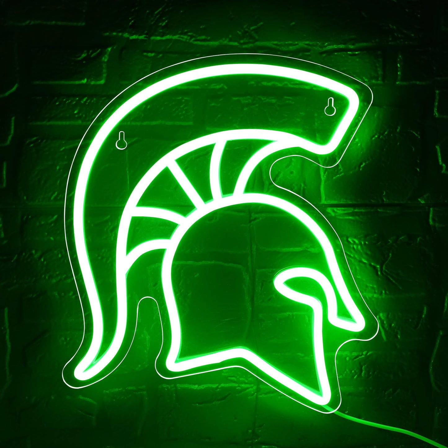 Michigan Spartan Team Logo Neon LED Sign, USB, Wall Mount, Hanging