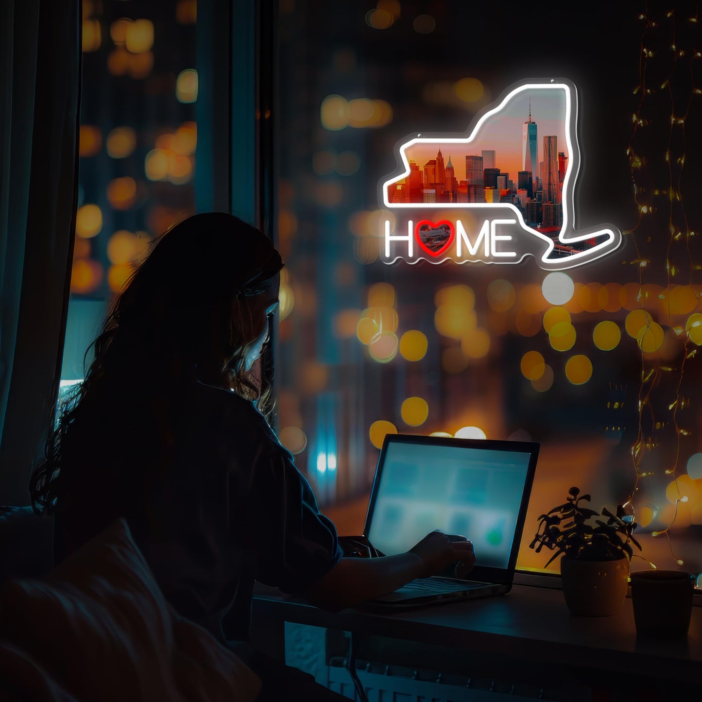New York Neon LED Sign City Lights USB Wall Decor 16”x12” inch