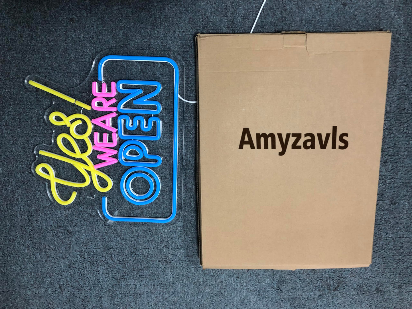 Yes We Are Open Neon LED Sign, USB, Hanging, 14 x 12 Inch