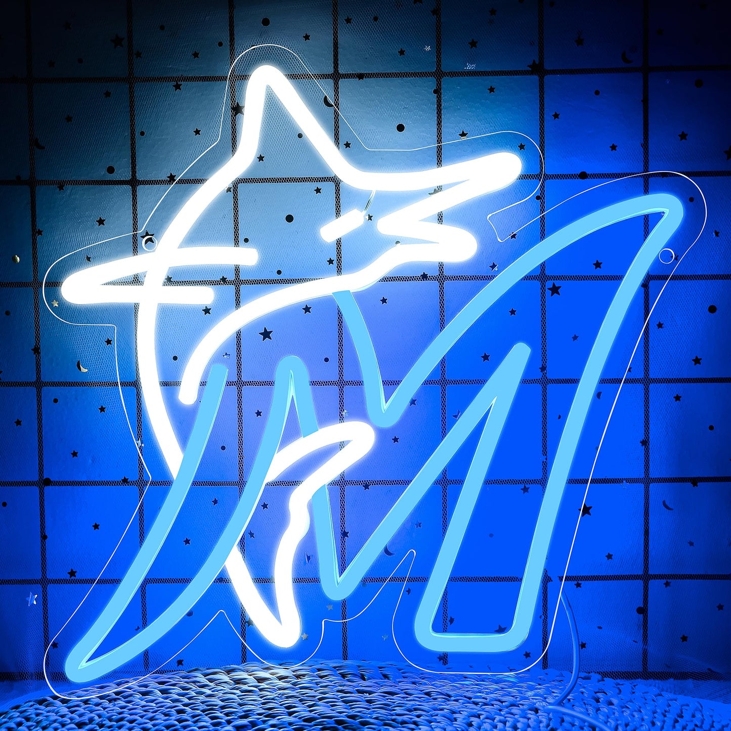 Miami Baseball Neon LED Hanging Sign, USB Powered, (13 x 13 inches)