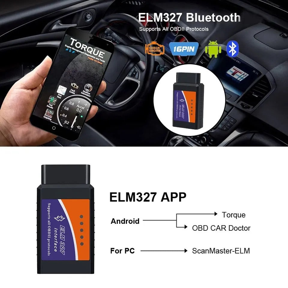 ELM327 Bluetooth Car Diagnostic Scanner for Android Phone