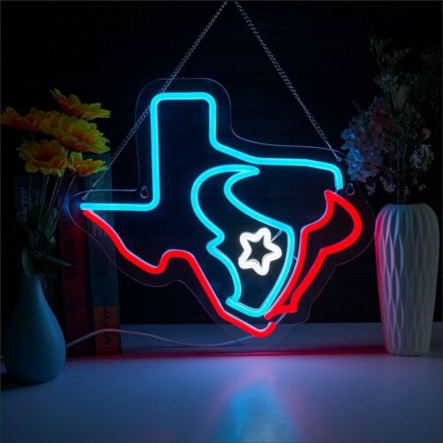 Houston Texans LED Neon Sign For Bar, Porch, Garage, Mancave 12.6 " X 14.0” Inch