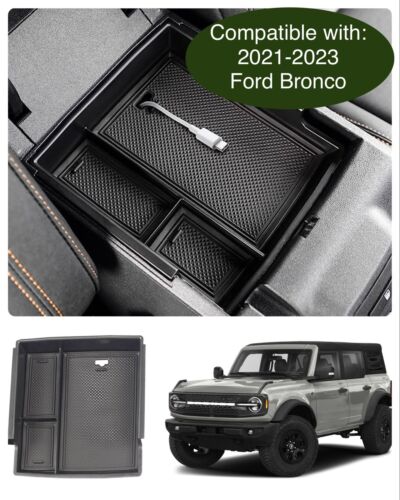 Ford Bronco Car Center Console Armrest Storage Box Organizer Tray 2021-2023