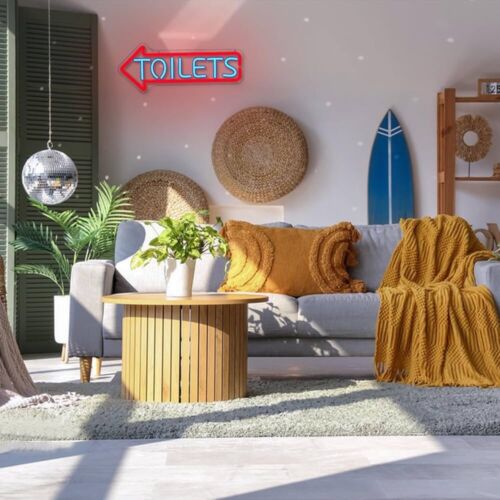 Toilets Arrow LED Neon Sign For Business, Bar, Restaurant, Store - 7”x 17” Inch