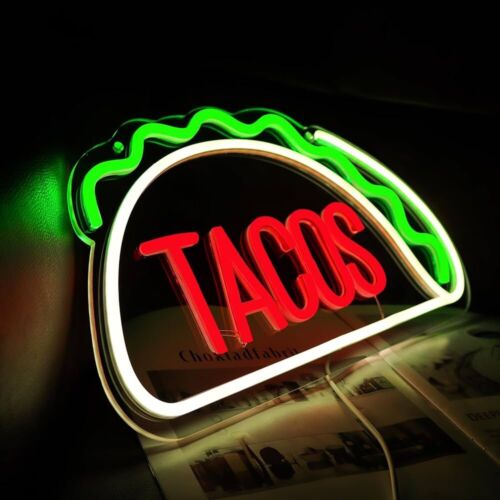 TACOS LED Neon Sign For Taco Shop, Kitchen, Restaurants, 8.6"x 15.7" Inches