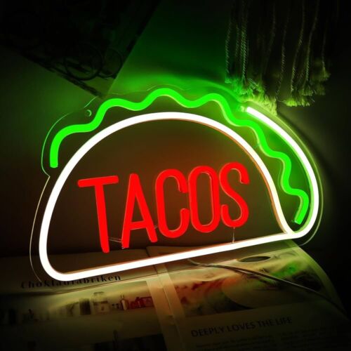 TACOS LED Neon Sign For Taco Shop, Kitchen, Restaurants, 8.6"x 15.7" Inches