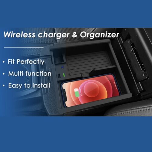 Car Qi Wireless Charger For Toyota Tacoma 2016-2023 Center Console Organizer