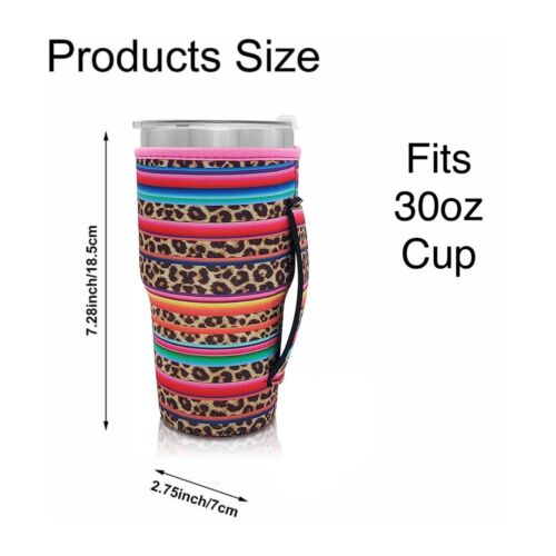 Tumbler Koozie Sleeve Cheetah Print Fits 30oz Tumbler