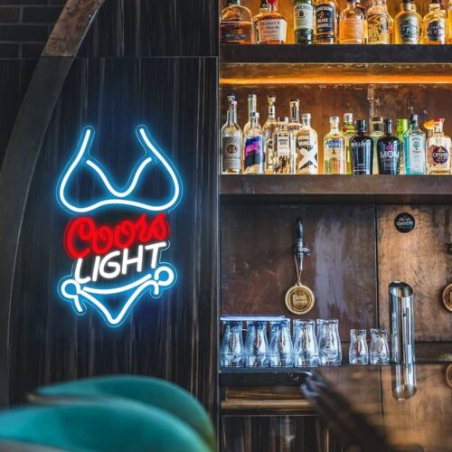 Coors Light Bikini LED Neon Sign Bar, Porch, Garage, Mancave 16.1”x 9.8” Inch
