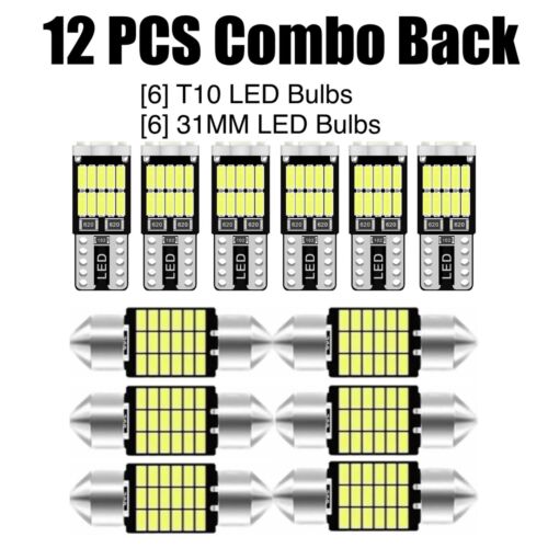 12 PCS Combo Pack (6) 31mm & (6) T10 LED 12V Automotive Bulbs