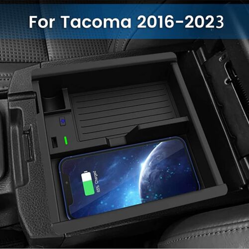 Car Qi Wireless Charger For Toyota Tacoma 2016-2023 Center Console Organizer