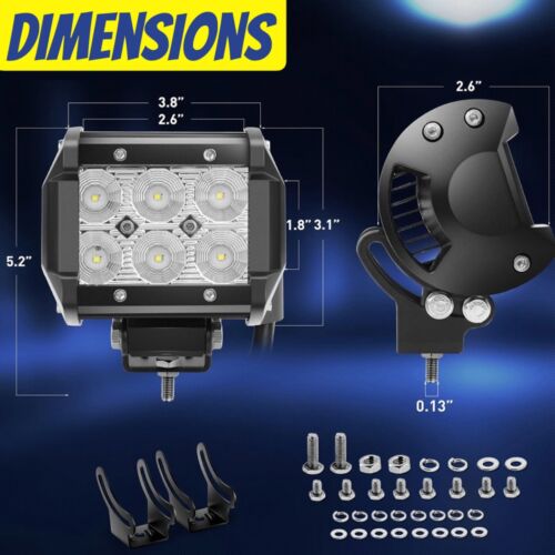 4"INCH 18W Off-Road LED Pod Work Lights - 2 pack