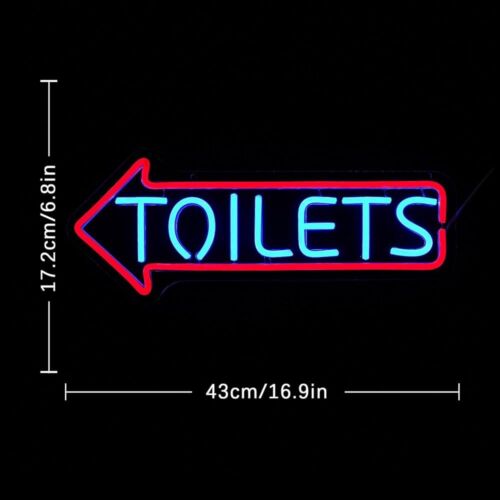 Toilets Arrow LED Neon Sign For Business, Bar, Restaurant, Store - 7”x 17” Inch
