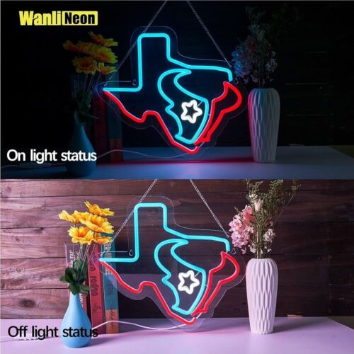 Houston Texans LED Neon Sign For Bar, Porch, Garage, Mancave 12.6 " X 14.0” Inch