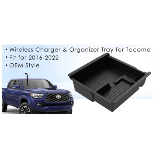 Car Qi Wireless Charger For Toyota Tacoma 2016-2023 Center Console Organizer