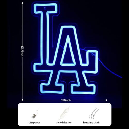 LA Dodgers Baseball LED Neon Sign For Bar, Garage, Mancave 13.7” x 9.8” Inch