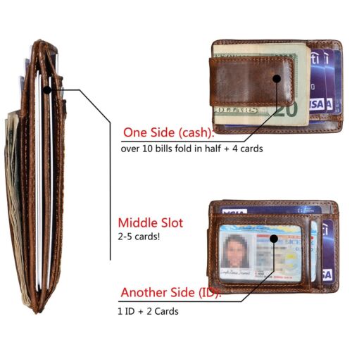 Money Clip RFID Wallet Leather Slim Minimalist