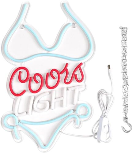 Coors Light Bikini LED Neon Sign Bar, Porch, Garage, Mancave 16.1”x 9.8” Inch