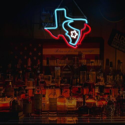 Houston Texans LED Neon Sign For Bar, Porch, Garage, Mancave 12.6 " X 14.0” Inch