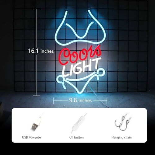 Coors Light Bikini LED Neon Sign Bar, Porch, Garage, Mancave 16.1”x 9.8” Inch