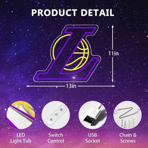 Los Angeles Lakers LED Neon Sign For Bar, Garage , Mancave 11” x 13” Inch
