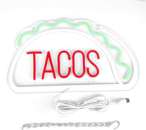 TACOS LED Neon Sign For Taco Shop, Kitchen, Restaurants, 8.6"x 15.7" Inches