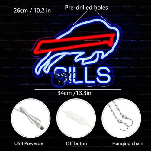 Buffalo Bills LED Neon Sign For Bar, Porch, Garage, Mancave 10.2 " X 13.3” Inch