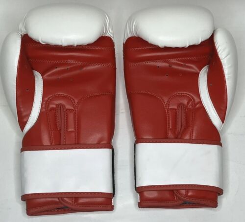 Boxing Gloves 9 Round 10 oz Unisex 15 Kickboxing Red White with Hand Wraps