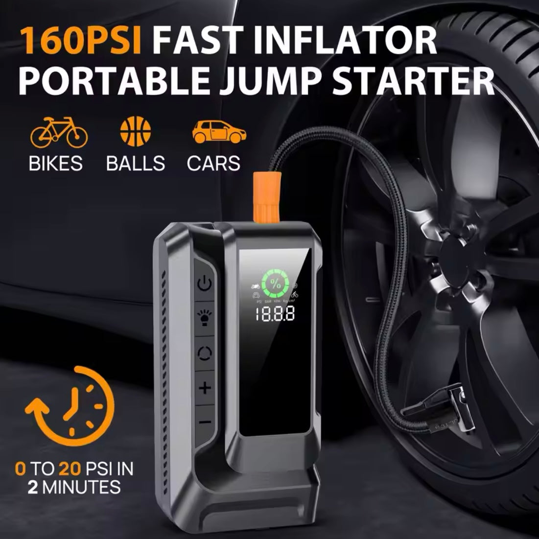 4000A Car Jump Starter / Air Compressor, 150PSI Portable Jump Starter