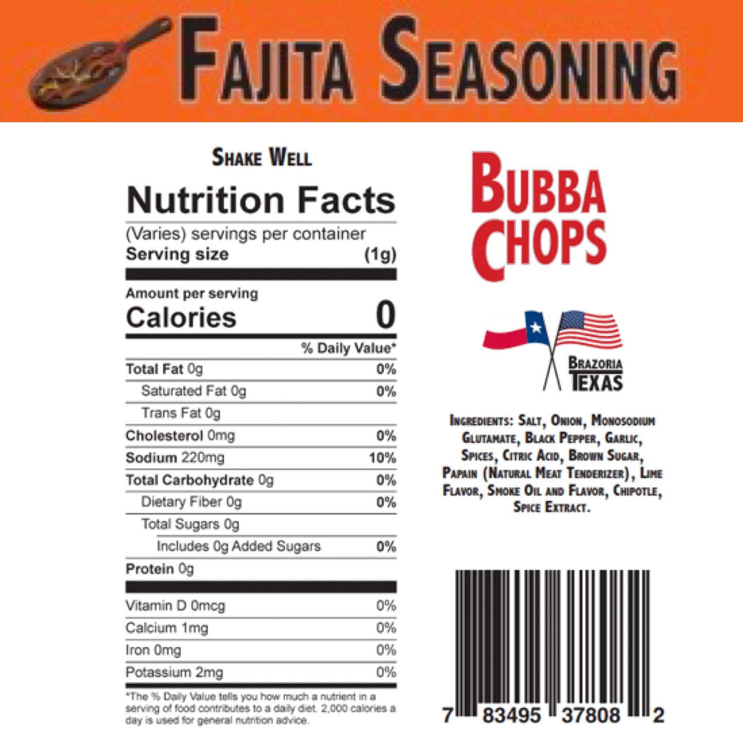 Bubba Chops Fajita Seasoning