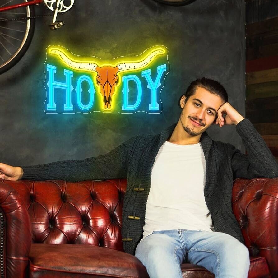 Howdy Neon Sign LED For Bar, Garage , Man-cave 9” x 16.5” inch
