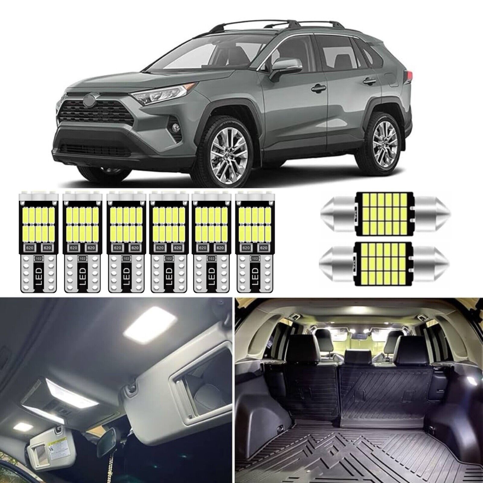 Interior Light Kit  Toyota Rav4 2016-2021 Dome, Map, Vanity, Rear Dr, Stepwell