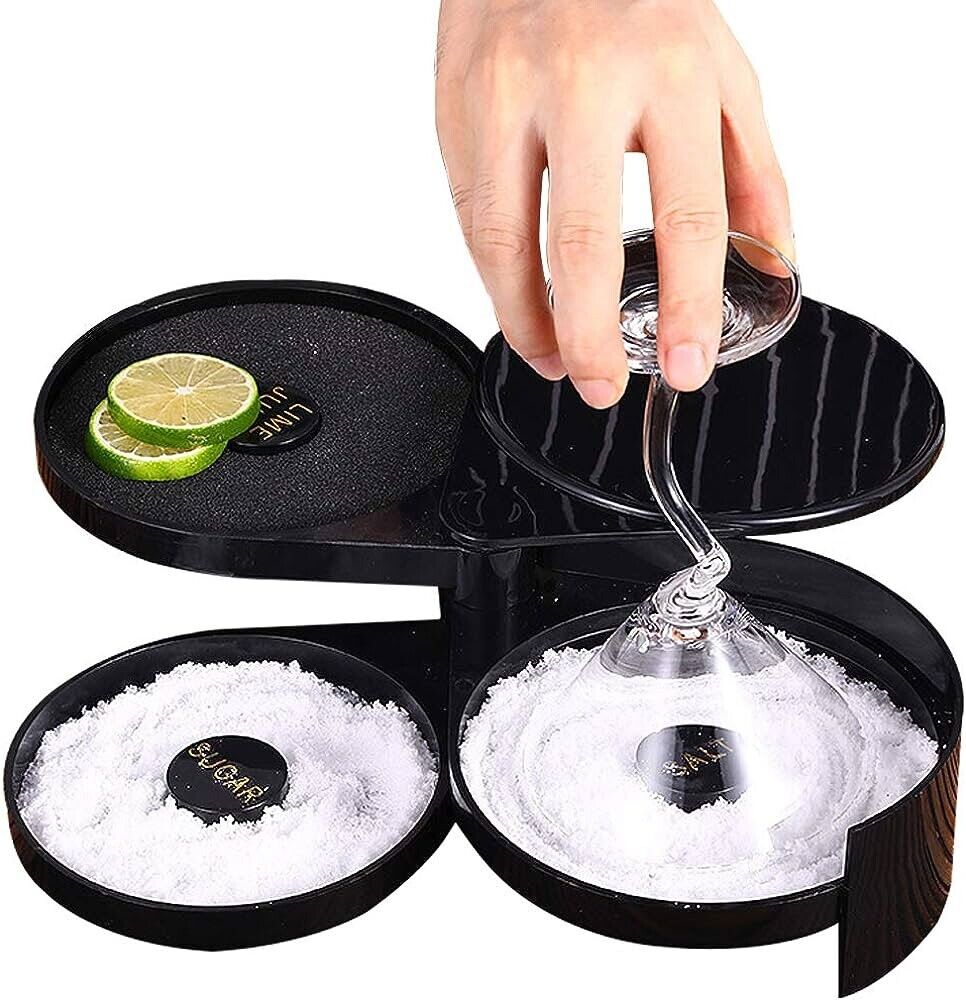 3-Tier Bar Juice Cocktail Rimmer For Seasoning, Salt, Sugar for Bar or Home