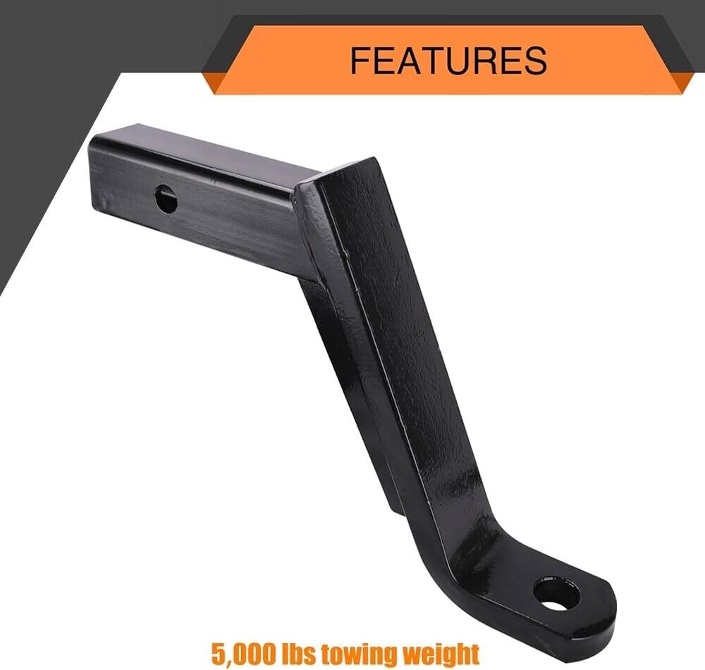 8" Drop Hitch Receiver Trailer Tow Ball Mount for 2" Receiver 5000lb
