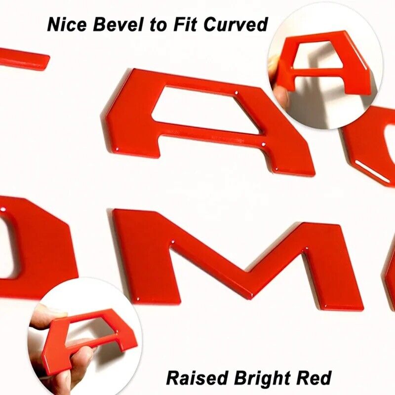 Toyota Tacoma 2016-2023 Tailgate Insert Letters, US Flag, Matte Black, Red