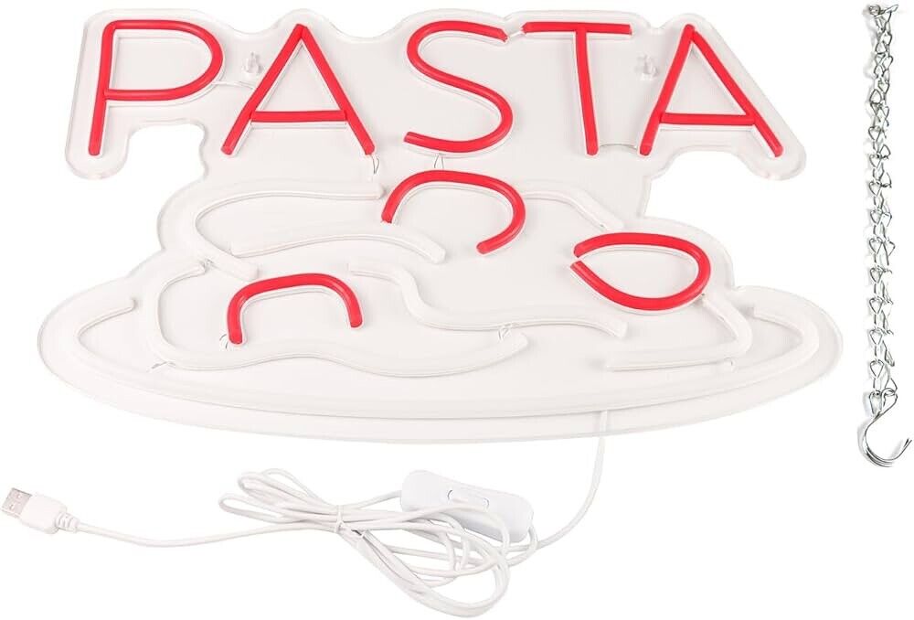 Pasta Restaurant LED Neon Sign for Restaurants, 10.6”X 16” Inch
