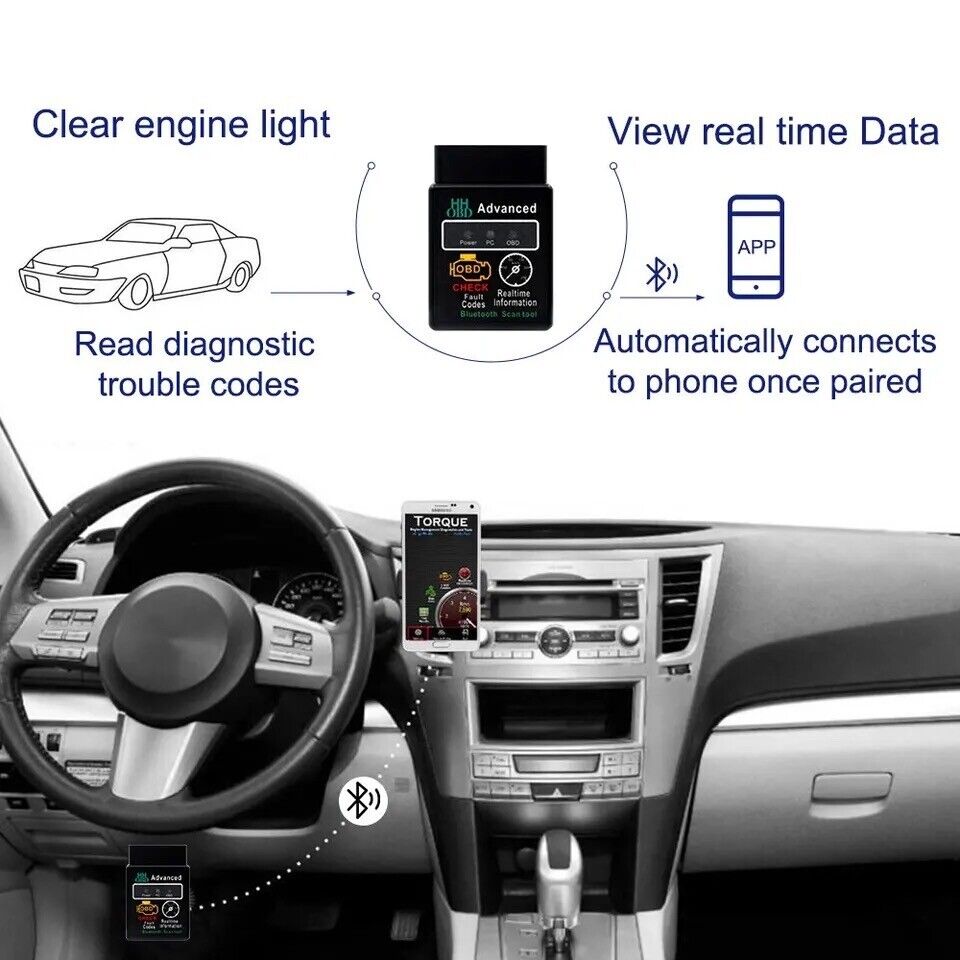Newest Model ELM327 OBD2 Vehicle Diagnostic Code Reader BT (For Android)