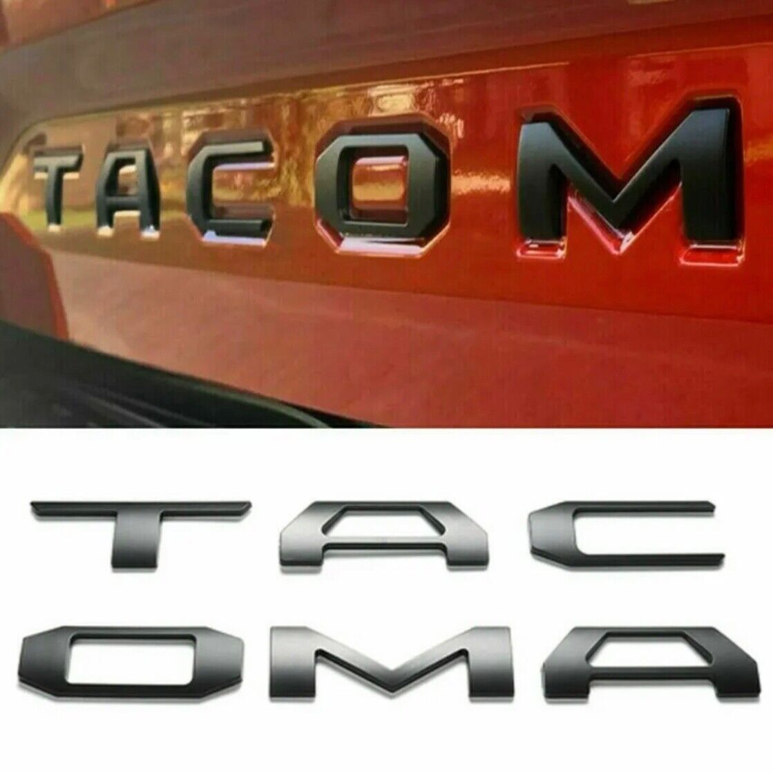 Tailgate Insert Letters fits 2016-2023 Toyota Tacoma Matte Black