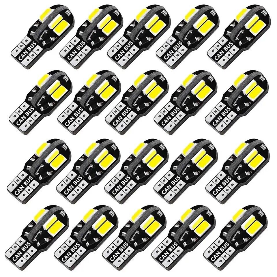 20 Pack Bright LED Bulb Size T10, 194, 168, W5W