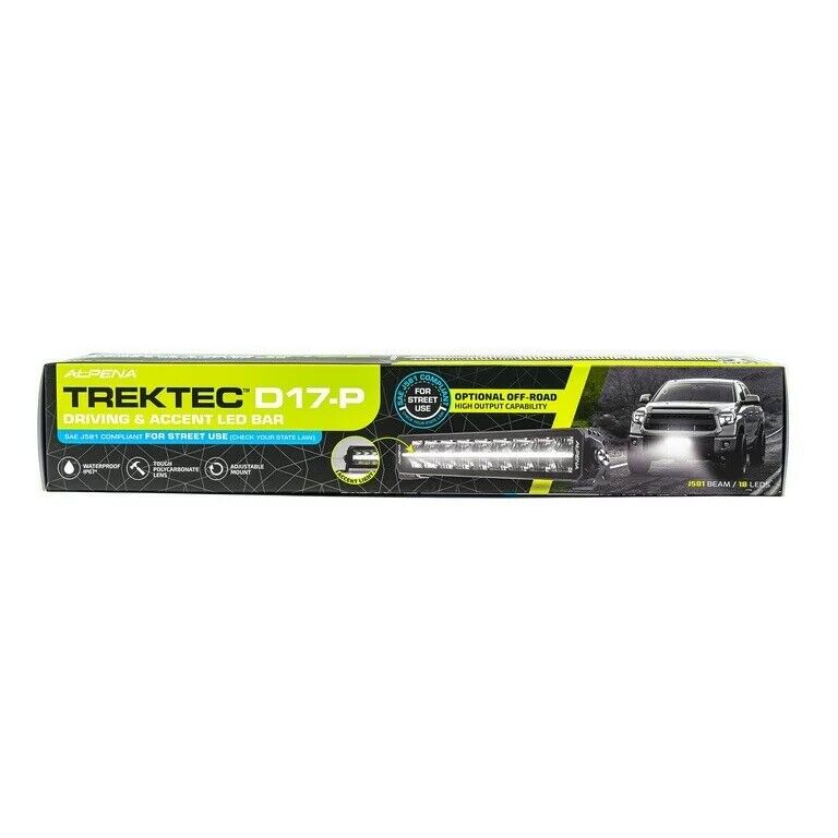 Alpena TrekTec D17P Driving & Accent LED Light Bar, 12V, Model 71069, Fit Type