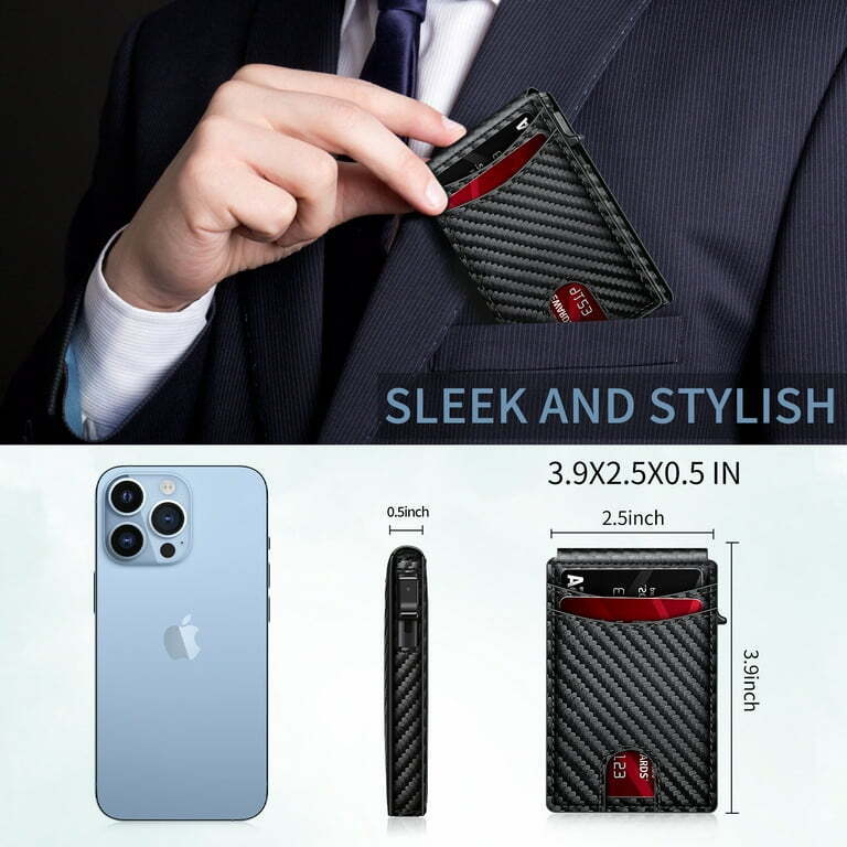 Men's Slim Wallet  Pop Up Card,  RFID Blocking, Bi Fold