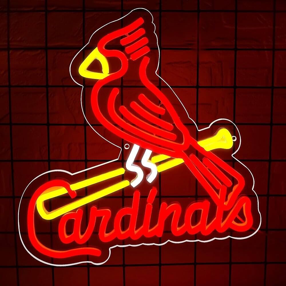 Cardinal Baseball LED Neon Sign For Bar, Garage , Mancave 13.38” x 12.99” Inches