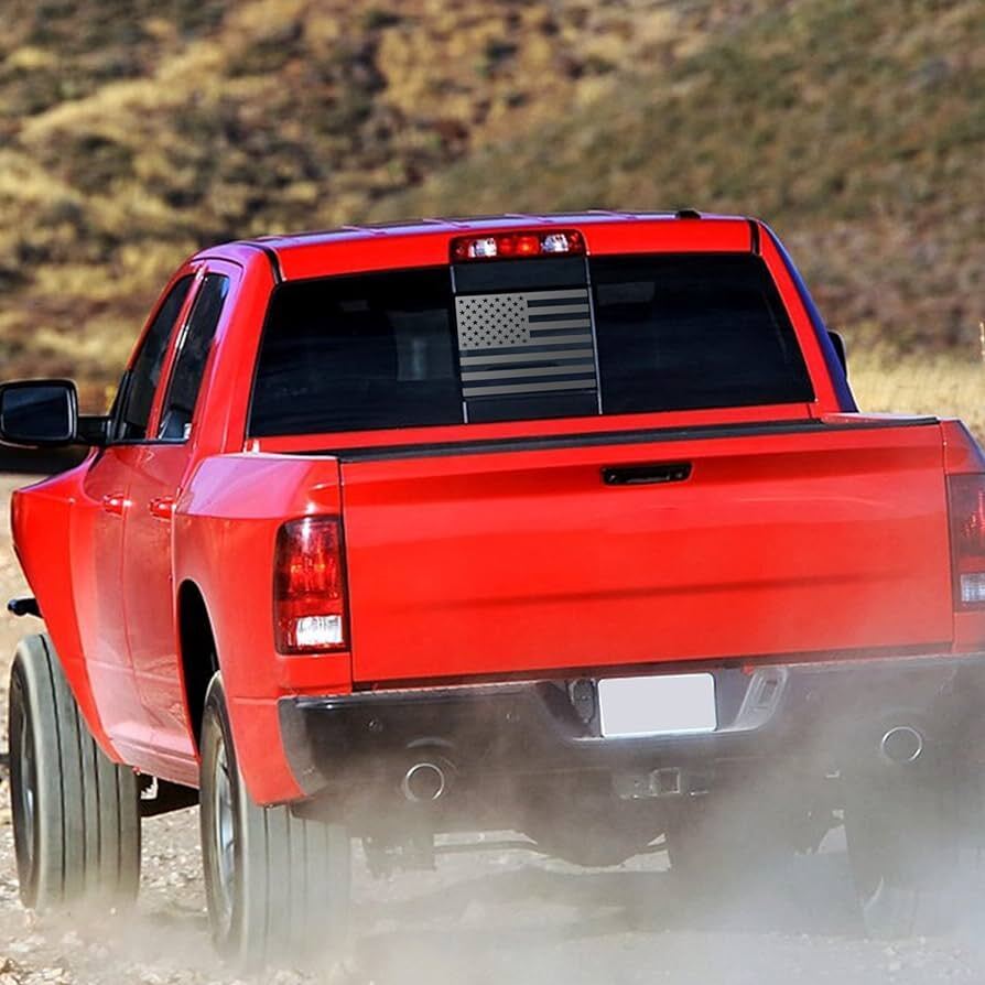 Rear Middle Window American Flag Vinyl Decal for Dodge RAM Truck 2009-2024 Black