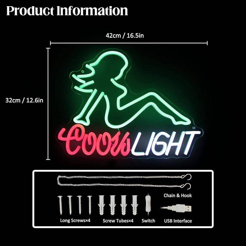 Beer Neon Sign LED Neon Sign For Bar, Garage, Mancave 16.5”x 12.60” Inches